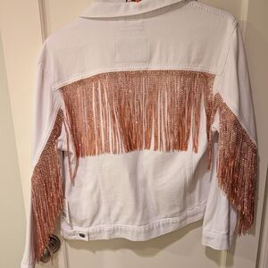 DANIEL DIAMOND White Fringe Jean Jacket NWT